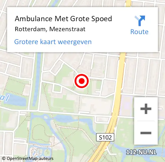Locatie op kaart van de 112 melding: Ambulance Met Grote Spoed Naar Rotterdam, Mezenstraat op 22 april 2024 05:27