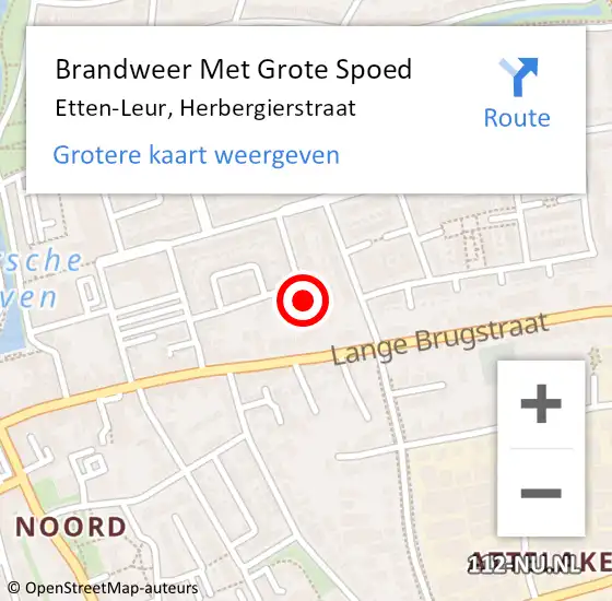Locatie op kaart van de 112 melding: Brandweer Met Grote Spoed Naar Etten-Leur, Herbergierstraat op 22 april 2024 05:44