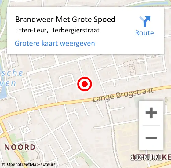 Locatie op kaart van de 112 melding: Brandweer Met Grote Spoed Naar Etten-Leur, Herbergierstraat op 22 april 2024 05:45