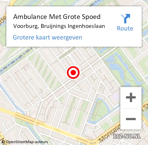 Locatie op kaart van de 112 melding: Ambulance Met Grote Spoed Naar Voorburg, Bruijnings Ingenhoeslaan op 22 april 2024 06:18