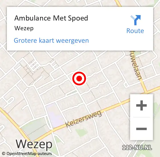 Locatie op kaart van de 112 melding: Ambulance Met Spoed Naar Wezep op 22 april 2024 06:25