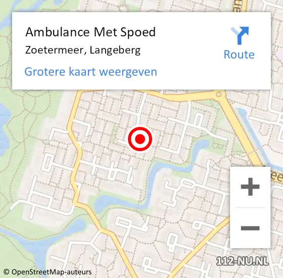 Locatie op kaart van de 112 melding: Ambulance Met Spoed Naar Zoetermeer, Langeberg op 22 april 2024 07:07