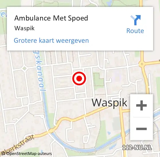 Locatie op kaart van de 112 melding: Ambulance Met Spoed Naar Waspik op 22 april 2024 07:44