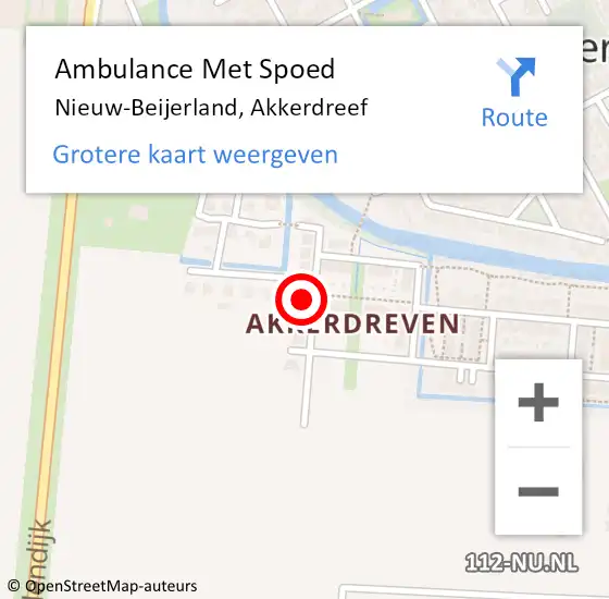 Locatie op kaart van de 112 melding: Ambulance Met Spoed Naar Nieuw-Beijerland, Akkerdreef op 22 april 2024 07:46