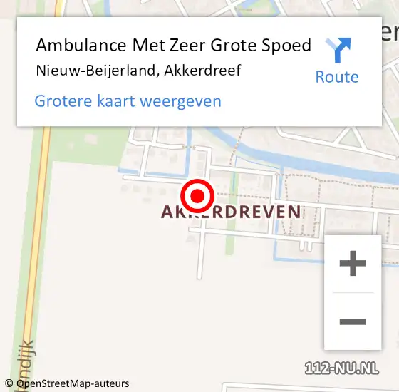 Locatie op kaart van de 112 melding: Ambulance Met Zeer Grote Spoed Naar Nieuw-Beijerland, Akkerdreef op 22 april 2024 07:51