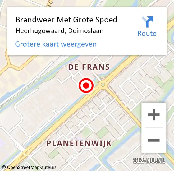 Locatie op kaart van de 112 melding: Brandweer Met Grote Spoed Naar Heerhugowaard, Deimoslaan op 22 april 2024 08:15