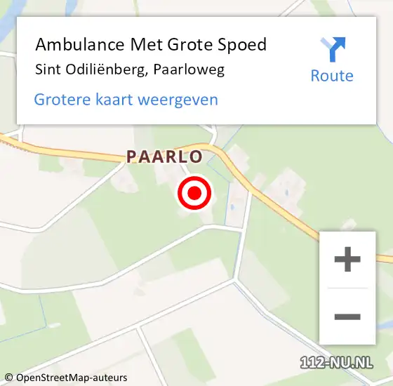 Locatie op kaart van de 112 melding: Ambulance Met Grote Spoed Naar Sint Odiliënberg, Paarloweg op 22 april 2024 08:18