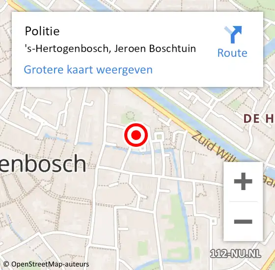 Locatie op kaart van de 112 melding: Politie 's-Hertogenbosch, Jeroen Boschtuin op 22 april 2024 08:20