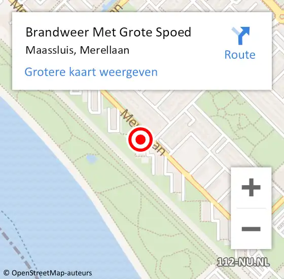Locatie op kaart van de 112 melding: Brandweer Met Grote Spoed Naar Maassluis, Merellaan op 22 april 2024 08:22