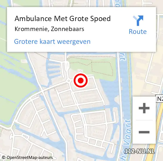 Locatie op kaart van de 112 melding: Ambulance Met Grote Spoed Naar Krommenie, Zonnebaars op 22 april 2024 08:32