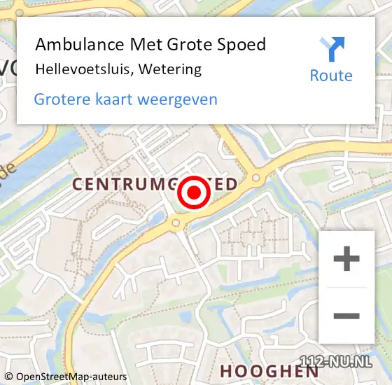 Locatie op kaart van de 112 melding: Ambulance Met Grote Spoed Naar Hellevoetsluis, Wetering op 22 april 2024 08:53