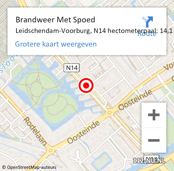 Locatie op kaart van de 112 melding: Brandweer Met Spoed Naar Leidschendam-Voorburg, N14 hectometerpaal: 14,1 op 22 april 2024 10:09