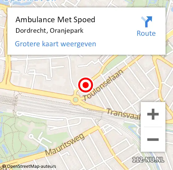 Locatie op kaart van de 112 melding: Ambulance Met Spoed Naar Dordrecht, Oranjepark op 22 april 2024 10:21