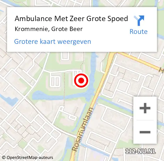 Locatie op kaart van de 112 melding: Ambulance Met Zeer Grote Spoed Naar Krommenie, Grote Beer op 22 april 2024 10:51