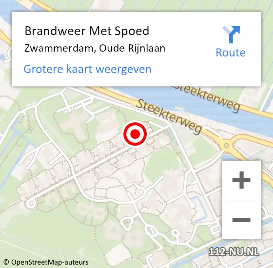 Locatie op kaart van de 112 melding: Brandweer Met Spoed Naar Zwammerdam, Oude Rijnlaan op 22 april 2024 10:54