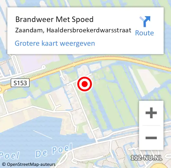 Locatie op kaart van de 112 melding: Brandweer Met Spoed Naar Zaandam, Haaldersbroekerdwarsstraat op 22 april 2024 11:00