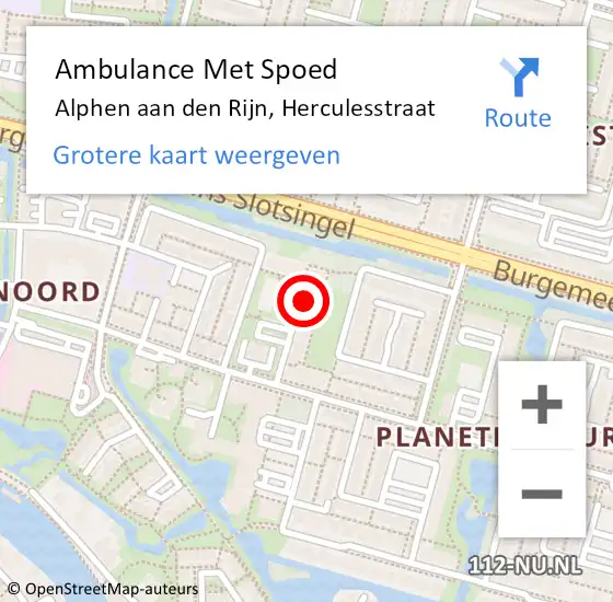Locatie op kaart van de 112 melding: Ambulance Met Spoed Naar Alphen aan den Rijn, Herculesstraat op 22 april 2024 11:04