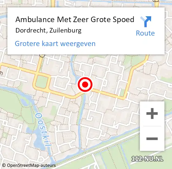 Locatie op kaart van de 112 melding: Ambulance Met Zeer Grote Spoed Naar Dordrecht, Zuilenburg op 22 april 2024 11:51