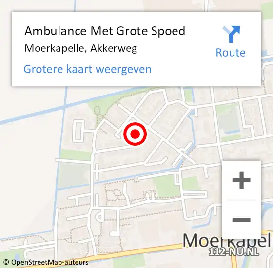 Locatie op kaart van de 112 melding: Ambulance Met Grote Spoed Naar Moerkapelle, Akkerweg op 22 april 2024 12:03