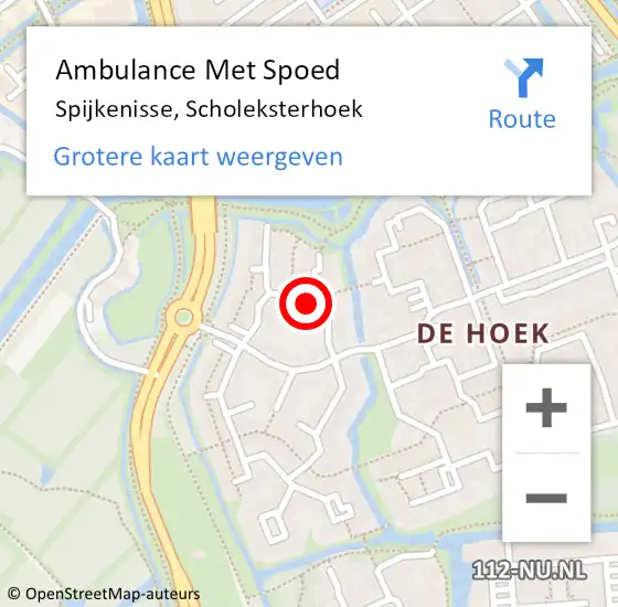 Locatie op kaart van de 112 melding: Ambulance Met Spoed Naar Spijkenisse, Scholeksterhoek op 22 april 2024 12:20