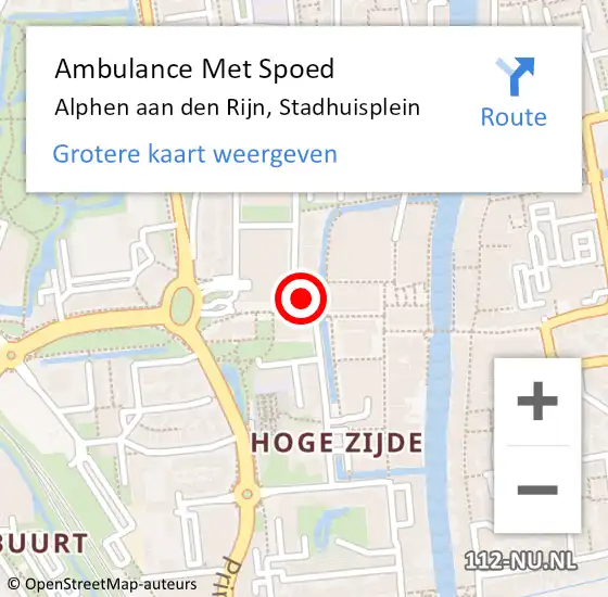 Locatie op kaart van de 112 melding: Ambulance Met Spoed Naar Alphen aan den Rijn, Stadhuisplein op 22 april 2024 12:24