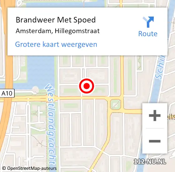 Locatie op kaart van de 112 melding: Brandweer Met Spoed Naar Amsterdam, Hillegomstraat op 22 april 2024 12:47