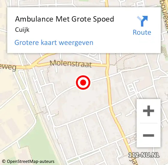 Locatie op kaart van de 112 melding: Ambulance Met Grote Spoed Naar Cuijk op 22 april 2024 12:54