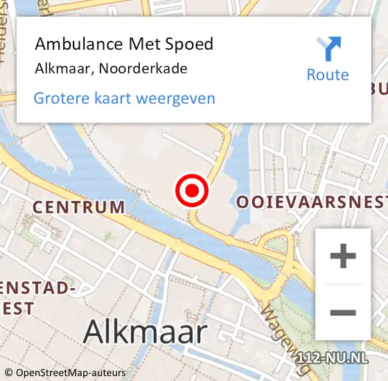 Locatie op kaart van de 112 melding: Ambulance Met Spoed Naar Alkmaar, Noorderkade op 22 april 2024 13:08
