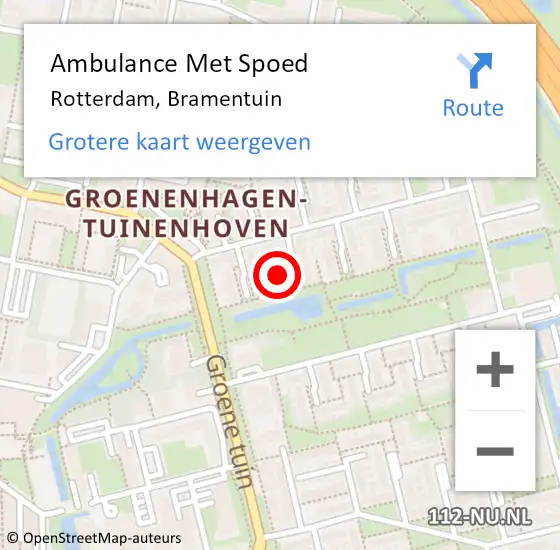 Locatie op kaart van de 112 melding: Ambulance Met Spoed Naar Rotterdam, Bramentuin op 22 april 2024 13:14