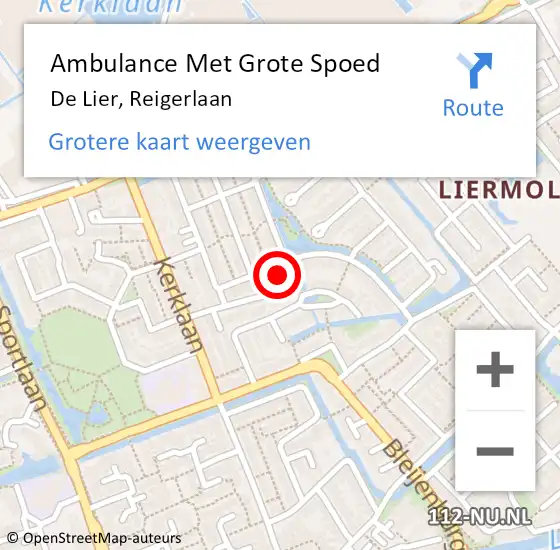 Locatie op kaart van de 112 melding: Ambulance Met Grote Spoed Naar De Lier, Reigerlaan op 22 april 2024 13:43