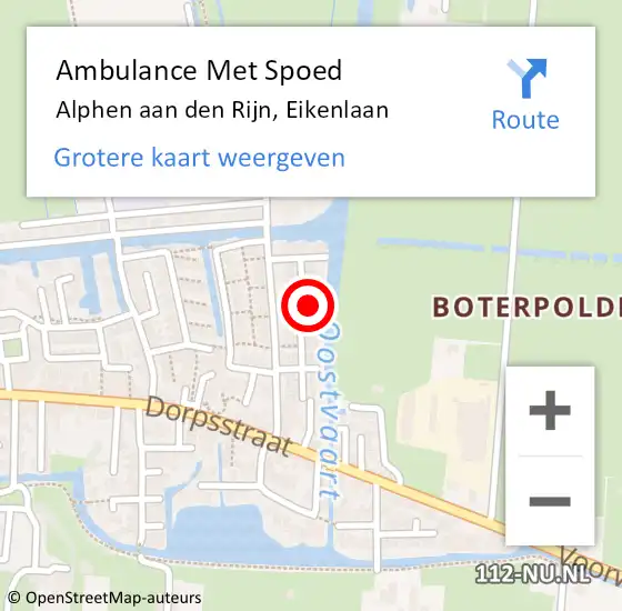 Locatie op kaart van de 112 melding: Ambulance Met Spoed Naar Alphen aan den Rijn, Eikenlaan op 22 april 2024 14:02