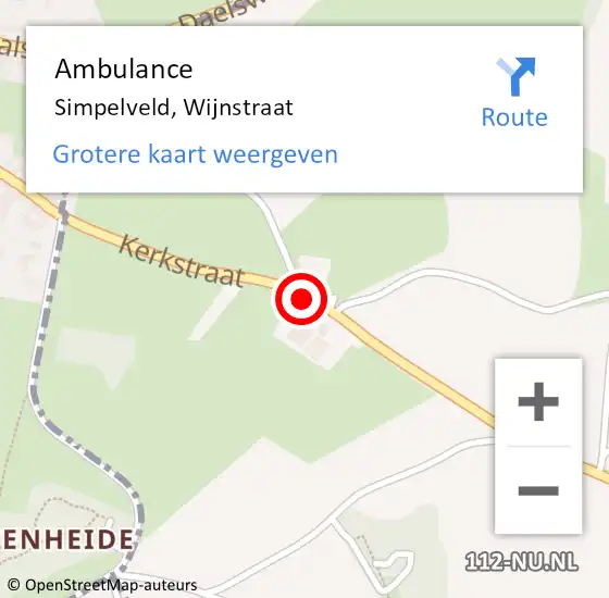 Locatie op kaart van de 112 melding: Ambulance Simpelveld, Wijnstraat op 3 oktober 2014 11:15