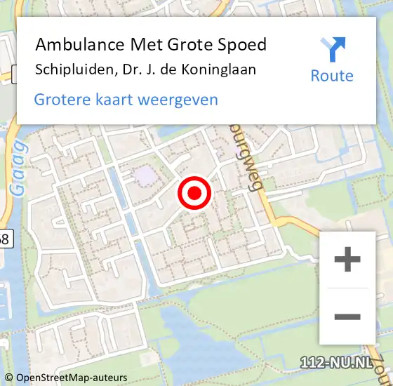 Locatie op kaart van de 112 melding: Ambulance Met Grote Spoed Naar Schipluiden, Dr. J. de Koninglaan op 3 oktober 2014 11:16