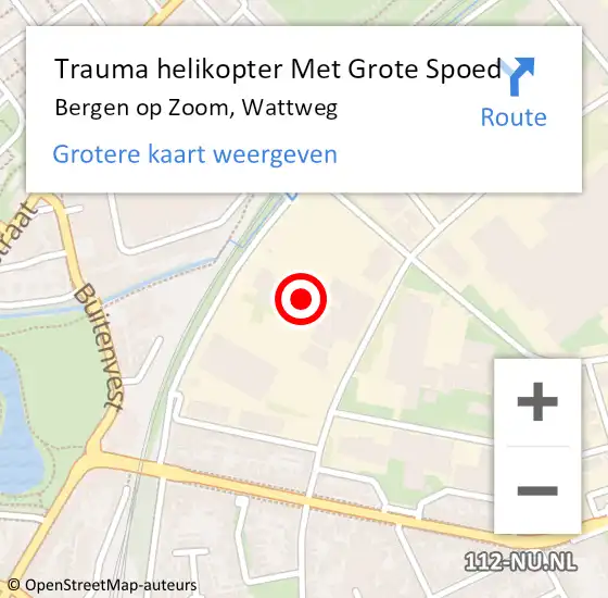 Locatie op kaart van de 112 melding: Trauma helikopter Met Grote Spoed Naar Bergen op Zoom, Wattweg op 22 april 2024 14:19