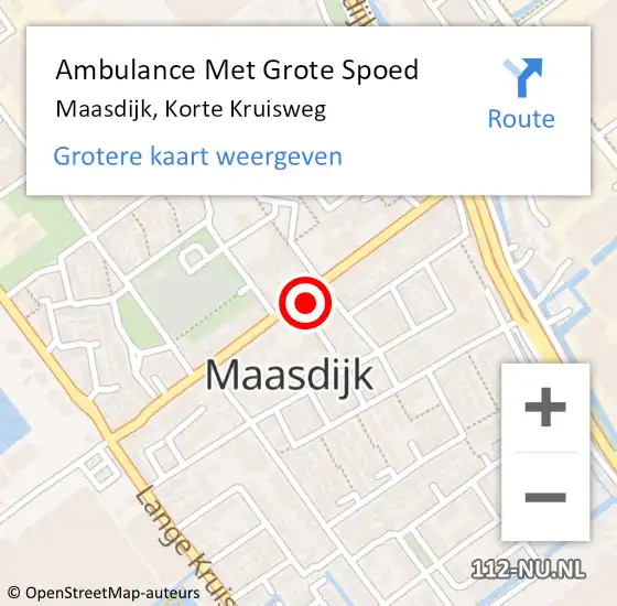 Locatie op kaart van de 112 melding: Ambulance Met Grote Spoed Naar Maasdijk, Korte Kruisweg op 22 april 2024 14:30