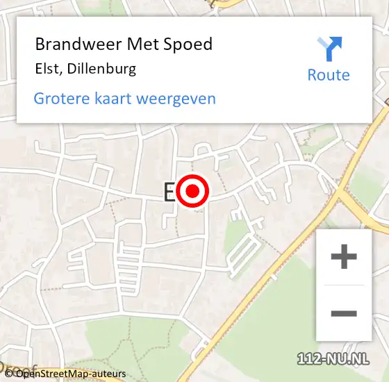 Locatie op kaart van de 112 melding: Brandweer Met Spoed Naar Elst, Dillenburg op 22 april 2024 14:31