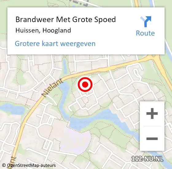 Locatie op kaart van de 112 melding: Brandweer Met Grote Spoed Naar Huissen, Hoogland op 22 april 2024 14:57