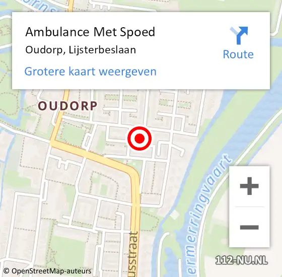 Locatie op kaart van de 112 melding: Ambulance Met Spoed Naar Oudorp, Lijsterbeslaan op 22 april 2024 15:03