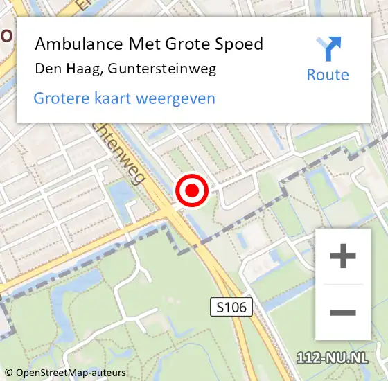 Locatie op kaart van de 112 melding: Ambulance Met Grote Spoed Naar Den Haag, Guntersteinweg op 22 april 2024 15:05