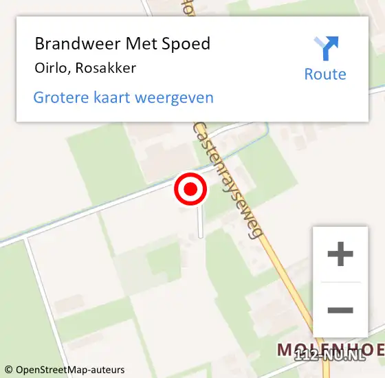 Locatie op kaart van de 112 melding: Brandweer Met Spoed Naar Oirlo, Rosakker op 22 april 2024 15:08