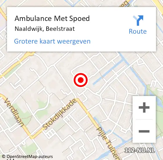 Locatie op kaart van de 112 melding: Ambulance Met Spoed Naar Naaldwijk, Beelstraat op 22 april 2024 15:15