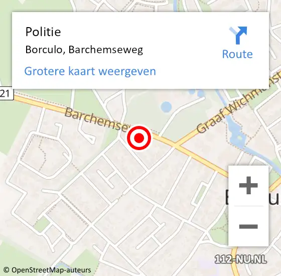 Locatie op kaart van de 112 melding: Politie Borculo, Barchemseweg op 22 april 2024 15:31