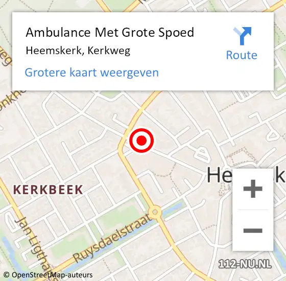 Locatie op kaart van de 112 melding: Ambulance Met Grote Spoed Naar Heemskerk, Kerkweg op 22 april 2024 15:53