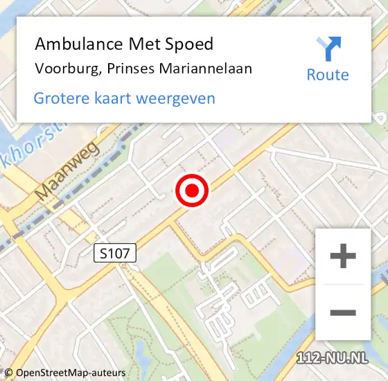 Locatie op kaart van de 112 melding: Ambulance Met Spoed Naar Voorburg, Prinses Mariannelaan op 22 april 2024 16:15