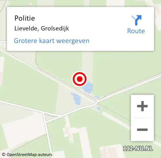 Locatie op kaart van de 112 melding: Politie Lievelde, Grolsedijk op 22 april 2024 16:15