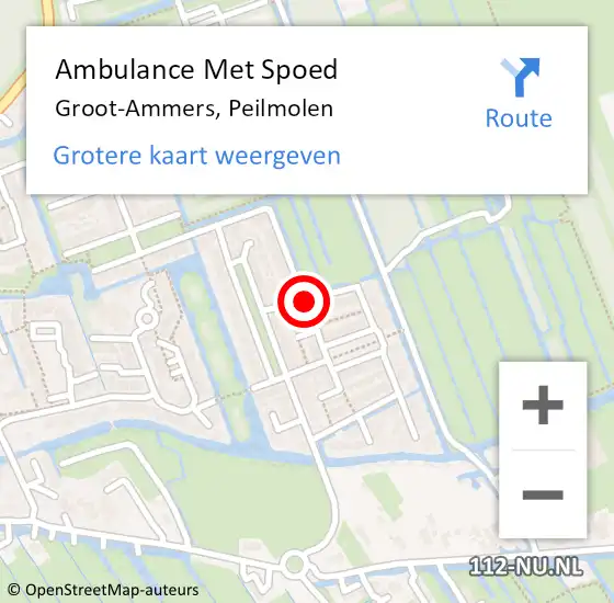 Locatie op kaart van de 112 melding: Ambulance Met Spoed Naar Groot-Ammers, Peilmolen op 3 oktober 2014 11:25