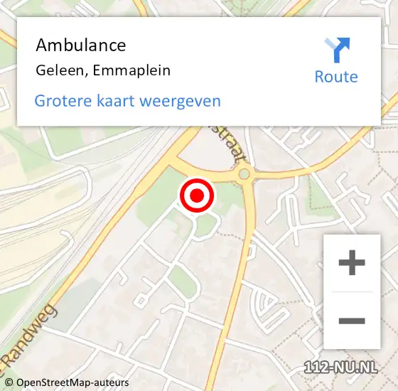 Locatie op kaart van de 112 melding: Ambulance Geleen, Emmaplein op 3 oktober 2014 11:25