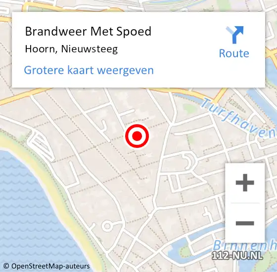 Locatie op kaart van de 112 melding: Brandweer Met Spoed Naar Hoorn, Nieuwsteeg op 22 april 2024 16:32