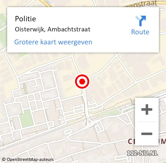 Locatie op kaart van de 112 melding: Politie Oisterwijk, Ambachtstraat op 3 oktober 2014 11:26