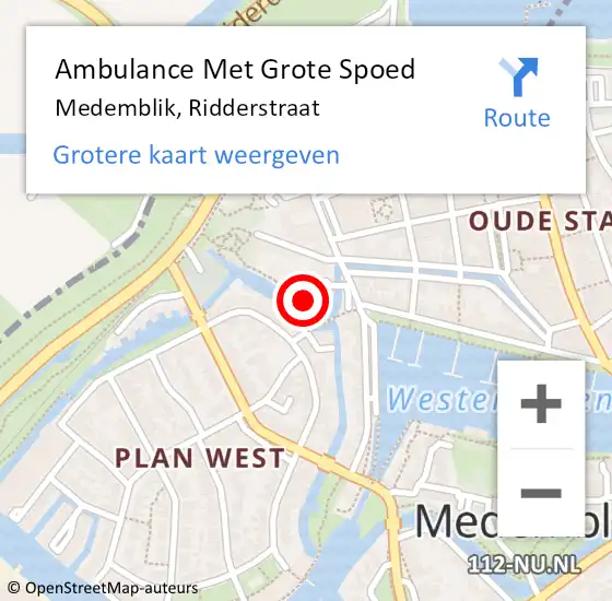 Locatie op kaart van de 112 melding: Ambulance Met Grote Spoed Naar Medemblik, Ridderstraat op 22 april 2024 16:45